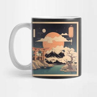 Japanese Style Mountain Torii Scene Mug